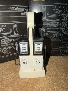 Vintage Route 66 Gas Pump Light Up Salt and Pepper Shakers with Caddy